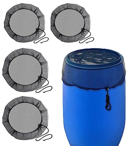 BigKing 4 PCS Filet De Protection De Seaux De Pluie, Filet De Protection Réglable, 95 Cm Housse pour Tonneau d'eau pour Protéger Contre Les Chutes De Feuilles Et Les Insectes