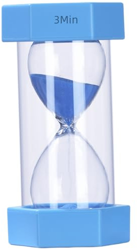 Colorful Sand Timers, Hourglass Sand Timers 3 Min Sandglass Timer with Protective Cover for Toothbrush Timer Games Classroom Home Office Cooking(Blue+3Min)