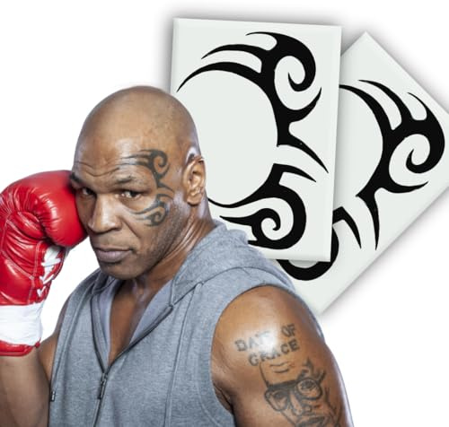Yatatu - Set de Calcomanías de Mike Tyson - Tatuajes Temporales para Disfraz - Carnaval - Halloween - Cosplay - Resacón en Las Vegas Stu