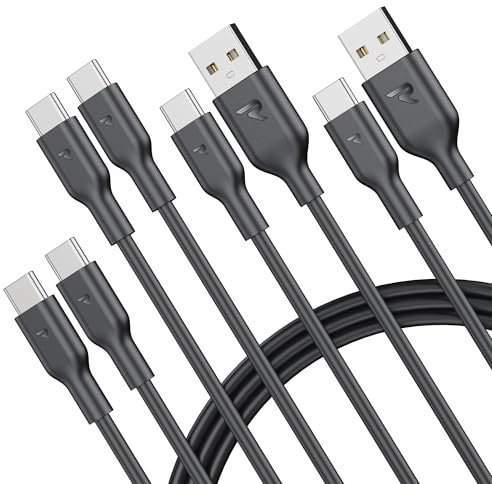 RAMPOW Cable USB-C, carga rápida, paquete de 4, USB-C a USB-A, 1 m + 1 m, cable USB-C a USB-C, 1 m + 1 m, 60W