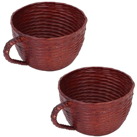 Gsycle 2 cestas tejidas para plantas, mini macetas con forma de copa para suculentas para interiores, macetas de árbol, macetas, macetas de mimbre, para interiores y exteriores