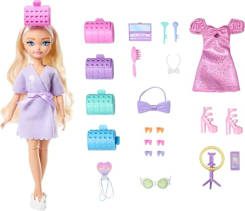 Barbie Dream Besties Malibu GET READY WITH, bambola alla moda con accessori per capelli a sorpresa e oltre 15 look inclusi, giocattolo per bambini, 4+ anni, JGG38
