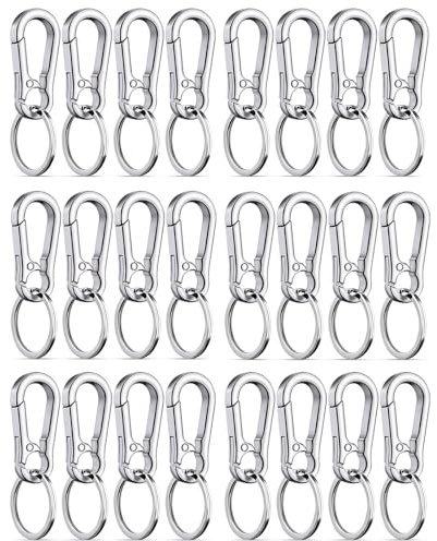 Lot de 24 porte-clés mousquetons, résistants et robustes, conviennent pour les hommes et les femmes, suspendus aux sacs à dos et aux ceintures, argentés