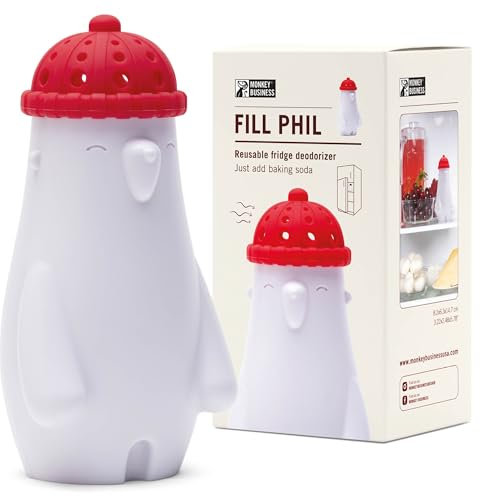 Absorbeur de Odeur pour Réfrigérateur Chill Bill - Distributeur Bicarbonate, Désodorisant Frigo, Destructeur de Odeurs - Gadgets de Cuisine Amusants. (Fill Phil, 1 unité (Lot de 1))