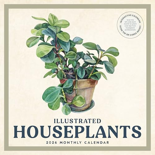 Illustrated Houseplants 2026 Calendar | 2026 Wall Calendar | Monthly Planner | Planner 2026-2027 | Marble City Press | 12” x 24” | Sustainable | Plastic Free | Printed on Thick Art Paper