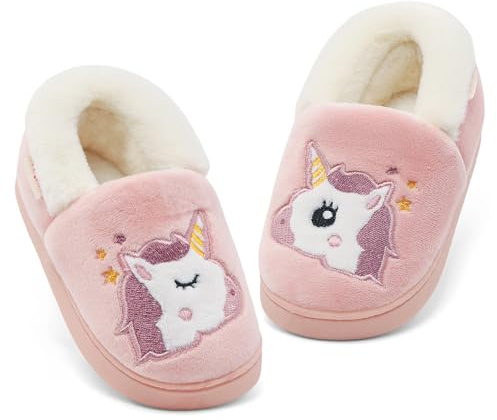 LACOFIA Pantuflas Antideslizante de Invierno para niños Zapatillas de casa de Peluche cálida para niños