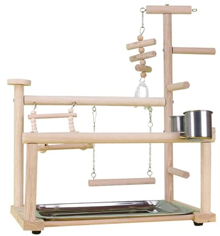 drburpily Wood Parrot Bird Playground Designed To Include Climbing Frame And Ladder Swing Toy For Interactive Playtime Parrot Climbing Frame Parakeet Bird Play Stand