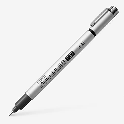 COPIC Multiliner SP 0,03 mm, Black, Aluminium Fineliner mit einer feinen Spitze und wasserbeständiger Pigmenttinte