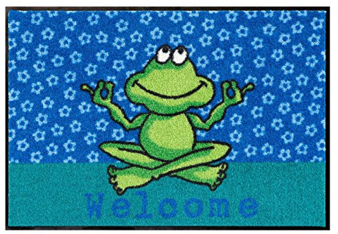 Salonloewe Fußmatte waschbar Yoga Frosch 50x75 cm witzig Comic speziell Eingangs-Matte originell
