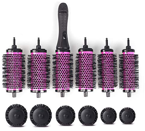 Xcellent Global Bürsten Set Mit Abnehmbaren Rollen Rundes Styling Werkzeug, 6 Rollen 1 Griff, Klein Medium Groß BT023