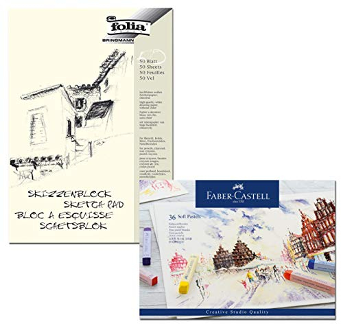 Faber-Castell 128336 - Softpastell Studio Quality 36er Etui (Pastelle + Skizzenblock)