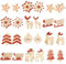 com-four® 48x 3D Aufkleber aus Holz zur Weihnachtedekoration - Deko-Set Geschenkaufkleber zur Dekoration, Zauberhafte Dekosticker (48 Stück - Aufkleber - rot)