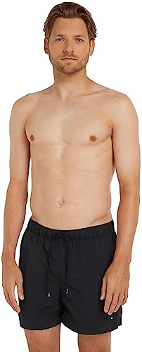 Tommy Hilfiger Men’s Medium Drawstring Medium Length Swim Shorts, Black (Black), M