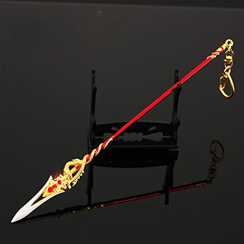 nyyuqi 1/12 Scale 8.5'' Warrior Sword Chinese RED Spear Weapon Toy Model for 6'' Action Figure Body Custom (Golden)
