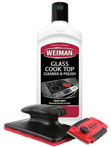 Weiman - Kit de Limpieza para Vitrocerámicas y Placas de Inducción - Limpiador y Abrillantador con Estropajo - 283g