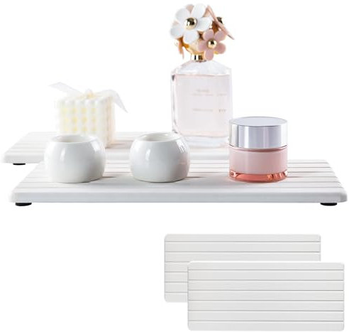 NiuYichee Lot de 2 dessous de verre rectangulaires en diatomite absorbant l'eau, rainuré, pour savons, plantes et articles de toilette, style moderne (31 x 14 cm)