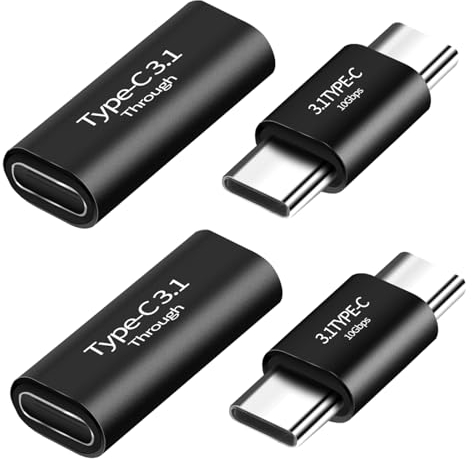 USB C 3.1 Adapter（4Stück）, USB C Buchse Adapter （Buchse zu Buchse ）, USB C Stecker Adapter（Stecker auf Stecker）, kompatibel mit MacBook Pro, Tablet, Samsung Galaxy, usw