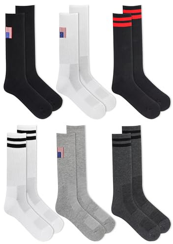 Chaps Herren Sportliche gepolsterte Performance Socken – 6 Paar – atmungsaktives Netzgewebe Crew, Schwarz Sortiert, 37.5-46 EU