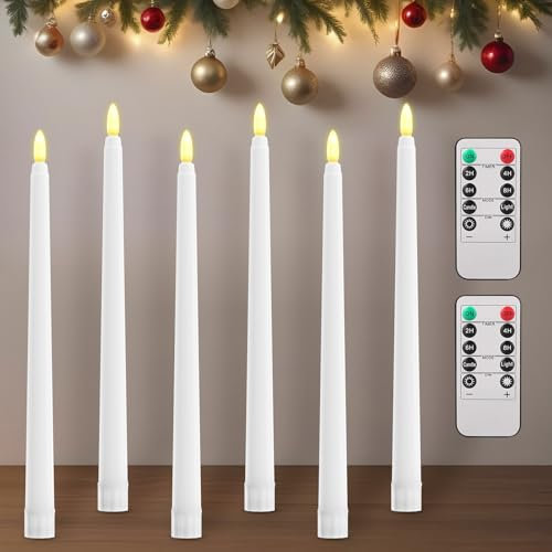 Lamptobe Bougies à LED Flamme Vacillante, Bougie Electrique Fonctionnant sur Piles avec Télécommande, Bougies Vacillantes Sans Flamme, Fausse Bougie pour Noel Anniversaire Chambre Mariage, Lot de 6