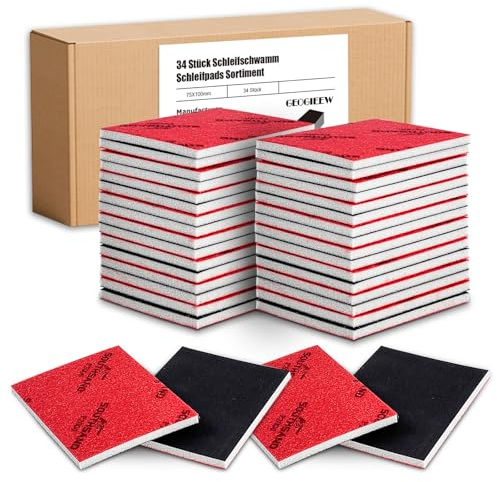 32 stycken slipsvamp, 180–2500 korn slipblock, mjukt skum, sandblock, vått torrt slippapper för modell, gips, metall, trä, möbler, polering