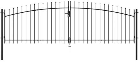 Homgoday Cancello per Recinzione da Esterno,Cancello Doppio con Punte a 400x175 cm,Cancello per Giardino, Porta Staccionata Pedonale Barriera per Cortilev