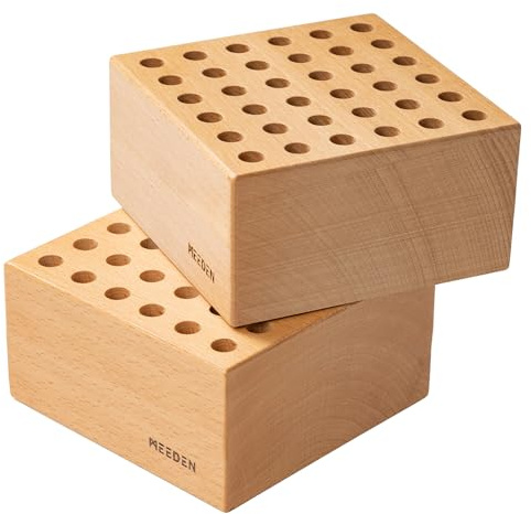 MEEDEN 2 soportes para lápices y pinceles de madera de haya: organizador de almacenamiento y soporte para pinceles de pintura de 36 agujeros - Soporte de madera para pinceles, bolígrafos y