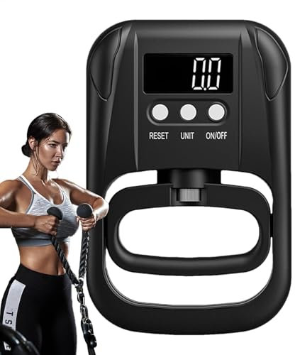 Probador digital de fuerza de agarre, dinamómetro de mano electrónico, medición precisa, capacidad de 120 kg, medidor de agarre ajustable, diseño portátil, para adultos, hogar, 4.9 x 7.7 pulgadas