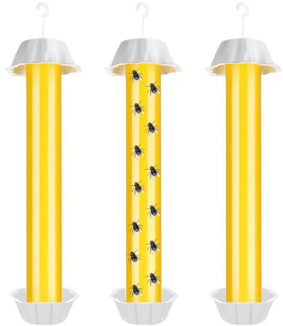 yotutun 3 Pièces Piège à Mouches des Fruits, Anti Moucherons Intérieur Attrape Mouches Cuisine avec Crochet de Suspension Suspendus Bâton Piege a Moucherons pour Intérieur et Extérieur (Jaune)