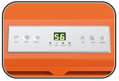 Kommersiell avfuktare, bärbar kompressoravfuktare med 24H timer, automatisk avfrostning, omstart av minne (blå, 66L/dag, 45 x 43 x 81 cm) (Orange)