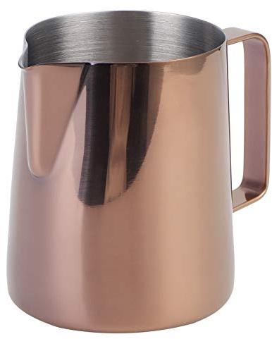 Nikou Jarra de café LATTE ART, taza de espuma de acero inoxidable, mango ergonómico de superficie suave para casa, cafetería, restaurante, HOTEL (350ML oro rosa-304)