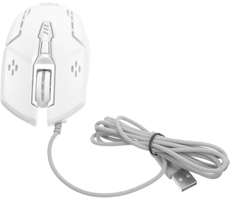 DECORNIJIA Ratón Ergonómico Cable USB de 6 Botones, Silencioso Alto Rendimiento para Computadora Portátil, dpi Ajustable y Diseño Elegante de Plástico Blanco
