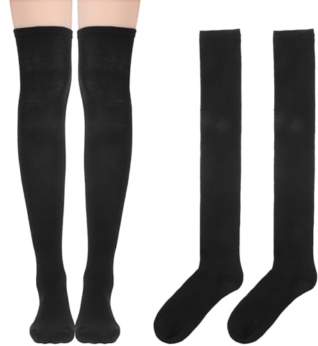 Zelphvt Calze sopra il ginocchio da donna, 60 cm, extra lunghe, calze lunghe al ginocchio, calze lunghe e calde, nere sopra il ginocchio