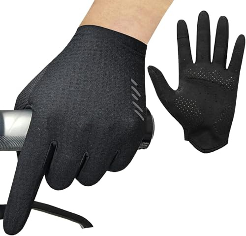 VXW Bike Gloves for Men Women Cycling - with Reflective Strips &Anti-Slip Shock-Absorbing Pad for Bicycle/Mountain Bike/Workout/MTB/Gym (Black, L)