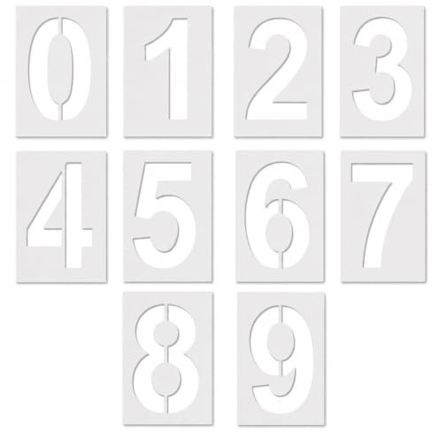 Nify Stencil siffra 22,9 cm återanvändbar PET, stor stencil färg 0–9 för nummer hem parkering DIY