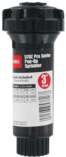 Toro 53816 3-Inch Pop-Up Fixed-Spray with Nozzle Sprinkler, 180-Degree, 15-Feet, Silver-Gray, 1 Count (Pack of 1)