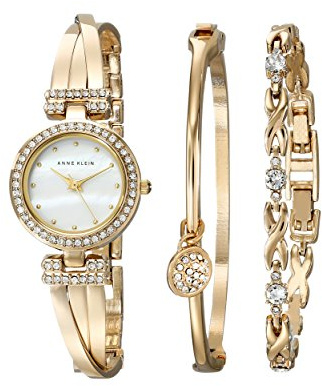 Anne Klein Damen-Armbanduhr und -Uhrenset mit Premium-Kristallbesatz, AK/1868GBST