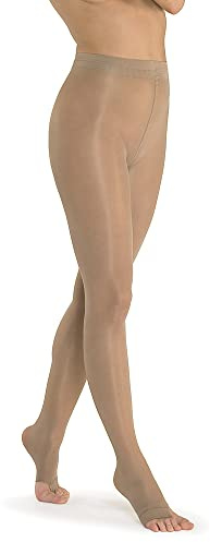 SOLIDEA Donna Collant Venere 70 Open Toe Compressione Graduata 12/15 mmHg Collant 70 Denari, Collant Donna| Collant Infradito (Miele, 50)