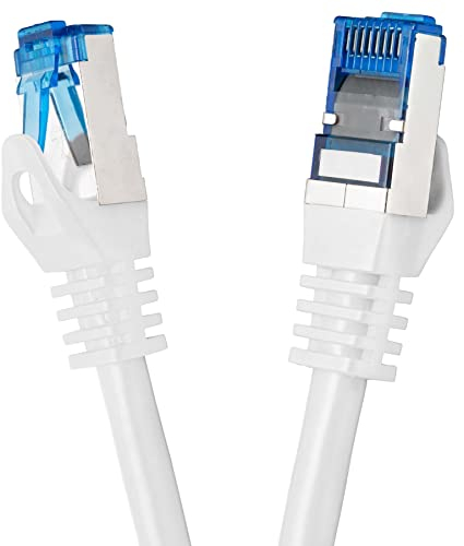 BIGtec 50m CAT.7 Patchkabel Netzwerkkabel Gigabit Patch DSL LAN Ethernet Kabel weiß Kupferkabel doppelt geschirmt (RJ45 Stecker Cat-7 S/FTP PIMF)