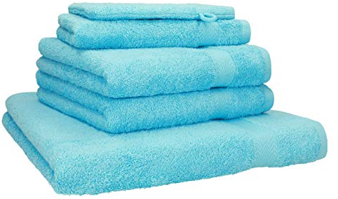 Betz Premium Frottier Handtuch-Set 5-teilig - 1x Liegetücher - 2X Handtücher - 1x Gästetücher - 1x Waschhandschuh - türkis