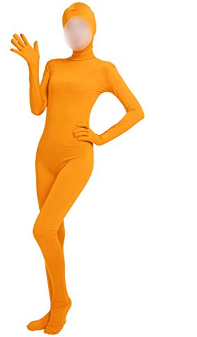 lucky baby store Helkroppsdräkt för vuxna kvinnor med öppet ansikte, spandex, lycra, body, mask, zentai-dräkt, lekdräkt (storlek M, orange)
