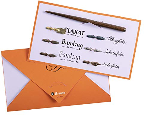 Brause J. Herbin 139B - Kalligraphie- und Schreibset mit 1 Federhaltern aus Holz und 6 Federn, ideal für Einsteiger, 1 Set
