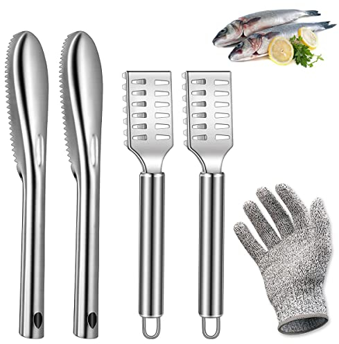 Fish Scaler Stainless Steel Fish Scaler Remover Cleaning Scaler Scraper Easily Remove Fish Scales Fish Skin Graters for Kitchen Fish Cleaning Kit