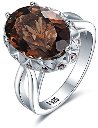 JewelryPalace Oval 5,7ct Äkta Rökkvarts Solitärring För Damer, Stort Smyckeset Med Ädelstenar, Ring i Silver 925, Cocktailring, 54