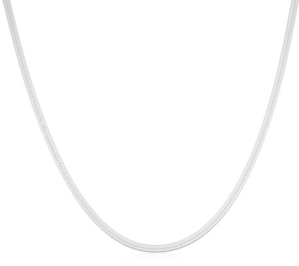 DEARMAY Silver Plated Herringbone Necklace for Women Dainty Sterling Silver Necklace Sterling Silver Choker Thin Snake Chain Necklaces