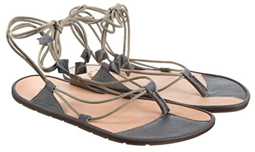 Magical Shoes Damen Sandalen Barfuß, Barfußschuhe, Sandalen Riemchen Frauen, Schuhe Barefoot, Zehentrenner Sandalen, Sommersandalen, Leder Sommersandalen flach, leicht, Grau, Gr. 40, Moana