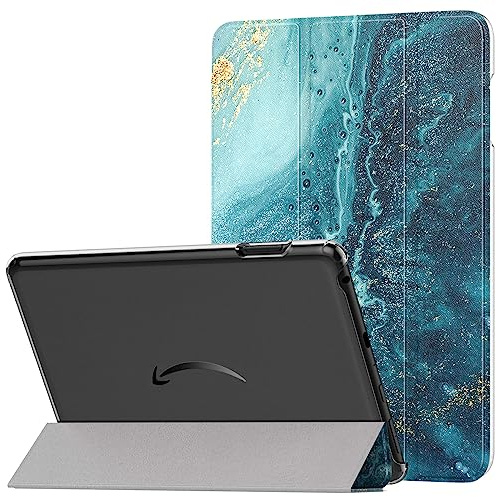 MoKo Hülle für All-New Amazon Fire HD 8 & 8 Plus Tablet(12/10th Gen, 2024/2022/2020), Dünne Leichte PU Leder Tablet Hülle mit Auto Schlaf/Aufwach Funktion Transluzente PC Rückseite, Vergoldend