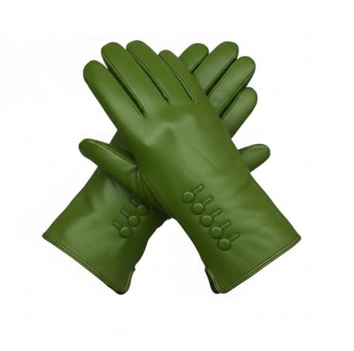 TheGloveHut Gants en cuir souple véritable entièrement doublés pour femme, vert clair, Large7.5