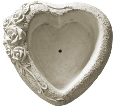 Pflanzschale Herz mit Rosenblüten auf Einer Seite verziert