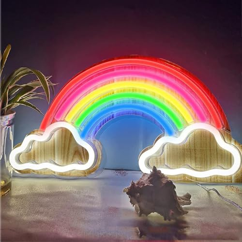 Lampara Arcoiris - Neon Led Lampara Quitamiedos Infantil Cable USB Alimentado, Luz Nocturna Infantil Neon Pared para Decoracion Habitacion Bebe y Decoracion Infantil Habitacion