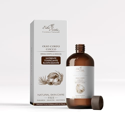 Olio Corpo Idratante - Nutriente 200 ml Fragranza Cocco - Ideale per Pelle Secca - Prodotto Naturale 100% Made in Italy